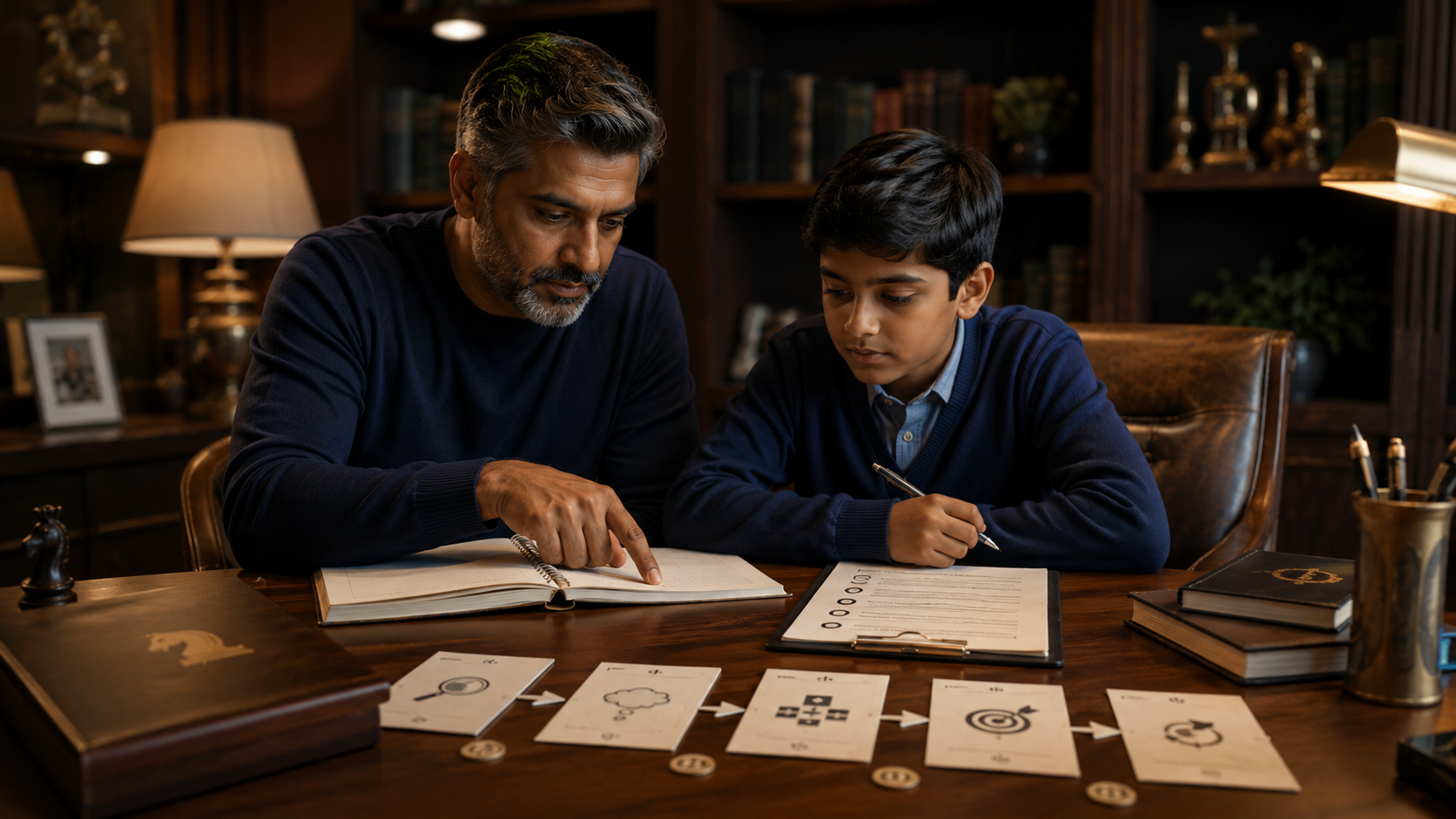 Indian child developing strategic thinking during structured online chess coaching